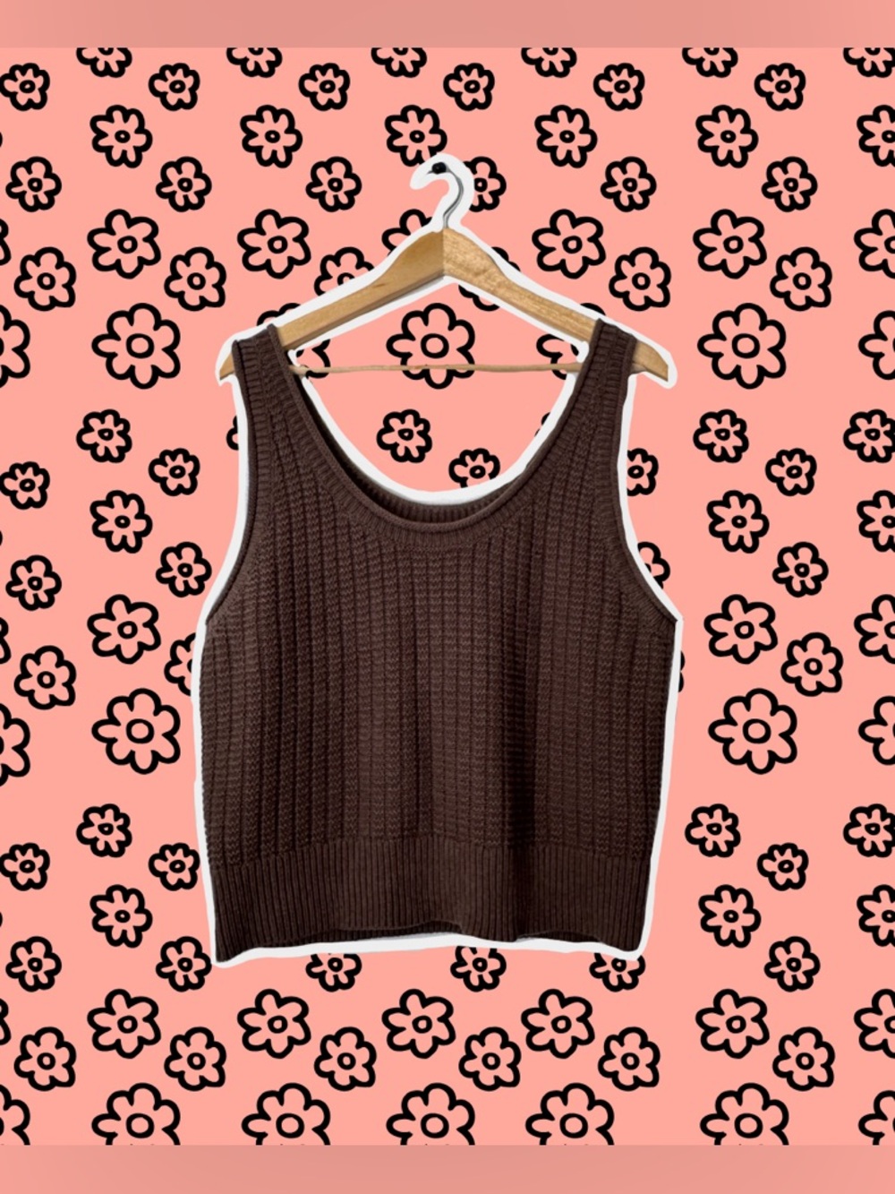 Quince Brown Cropped Ribbed Knit Tank Top